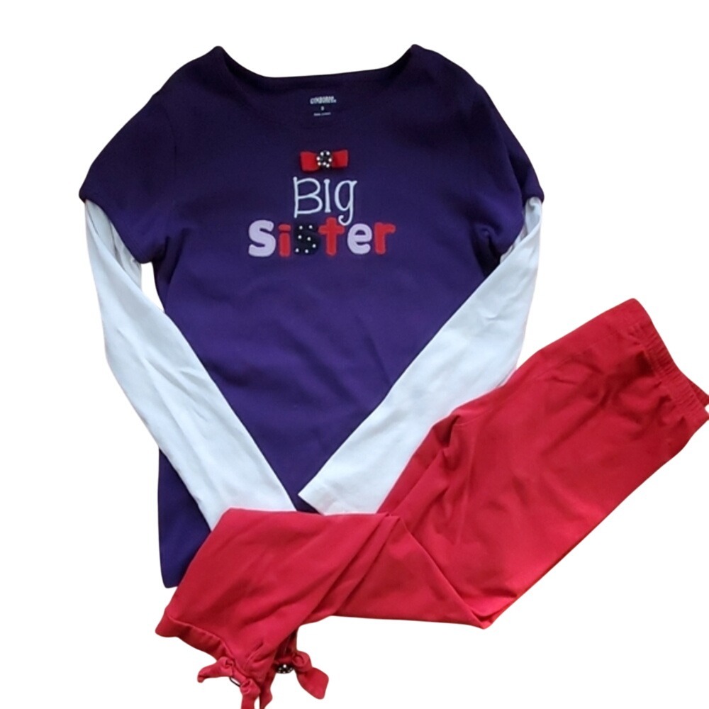 Gymboree Girls Purple BIG SISTER Long Sleeve Outfit Size 9